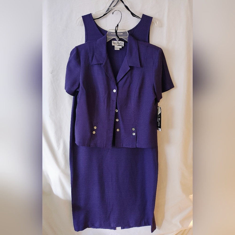 Sheri Martin Petities Purple 2-Piece Set, Blouse & Sleeveless Maxi Dress